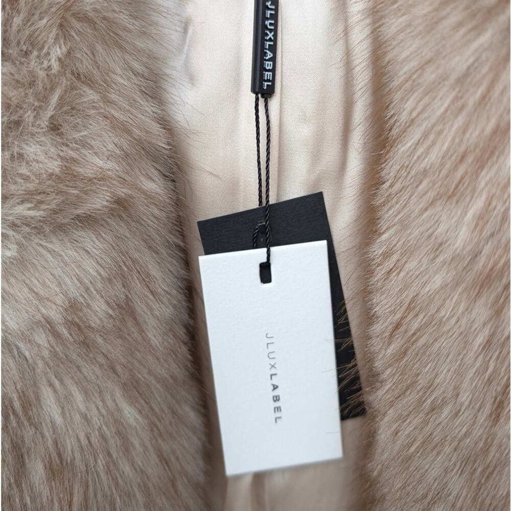NWT JLuxLabel Ivory/Brown Soft Season Faux Fur Coat, size L/XL - Picture 5 of 8